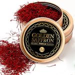 Golden Saffron, Finest Pure Premium All Red Saffron Threads, Grade A+, Highest Grade Saffron for Tea, Paella, Rice, Desserts, No Artificial, No Preservatives (2 Gram)