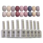 Bolt bee Gel Nail Polish Set- 9 Colors Nude Gel Polish All Seasons Skin Tones Pink Neutral Brown Gel Polish Kit with shade card (V9011)