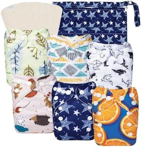 babygoal Newborn Cloth Diapers Pack of 13 for 5-12lbs Preemie Boy, Cloth Diaper Covers 6 Pack with 6pcs Inserts and Wet Bag, Reusable Washable & Waterproof