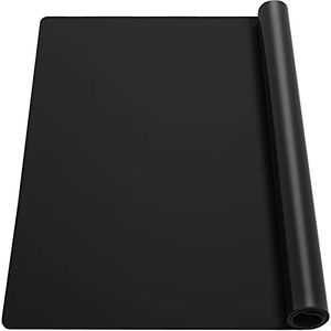 Ewen 35.6x23.5 Inch Extra Large Silicone Mats for Kitchen Counter, 2MM Thick Heat Resistant Coffee Mat Bar Mat, Glass Top Stove Cover Countertop Protector for Air Fryer, Baking, Crafts, Black