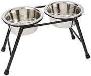 Classic Pet Products Double Feeder High Stand with 2 Stainless Steel Dishes, Black/Aluminum, 2 x 900 ml, 220 mm Tall