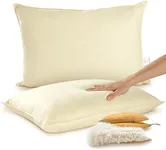 Cheer Collection Set of 2 Organic Kapok Bed Pillows, Natural Kapok Fiber Filled Sleeping Pillows with Breathable Cotton Shell, Standard Size, 20 x 28 inches