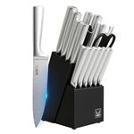 Knife Set, 16 Pieces Kitchen Knife Set with Block, High Carbon German Stainless Steel Knife Block Set with One Piece Design Hollow Handle for Chopping, Slicing, Dicing & Cutting