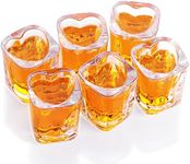 Valeways 2oz Heavy Base Shot Glasses, Sets of 6/Heart Shaped Clear Tequila Shots/Square Shot /Espresso Shot Glass/Bulk Shot Glasses