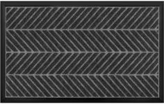 18x30 Inch Heavy Duty Indoor/Outdoor Door Mat - Non-Slip Waterproof Welcome Mat with Rubber Backing, Front Door Mat for Entryway & Outside Entrance - All-Weather Rug for Mud, Snow, Dust (Black & Gray)