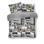 GC GAVENO CAVAILIA New York Patchy Luxurious Designer Duvet Covers Quilt Covers Reversible Bedding Sets with Pillowcases (Double), Grey/Yellow, 543107