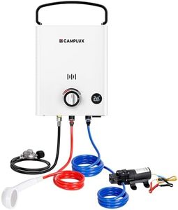 CAMPLUX Propane Portable Water Heater 1.32 GPM 34,000 BTU, First F5 Pro, with 1.2 GPM Pump Kit for RVs, Campings & Cabins, Ultra Portable Design, Easy Setup