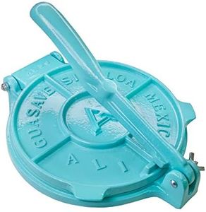 Tortilla Press 8 Inch Turquoise- Cast Aluminum Tortilla Maker - Heavy-Duty Taco Presser - Made In Mexico Corn Flour Tortilla Press for Homemade Mexican Food - Tortillera Para Hacer Tortillas - 2.5lbs