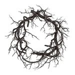 Artificial Black Branch Fall Wreath Halloween Wreath for Front Door, Halloween Decor Outdoor Goth Decor, Black Grapevine Wreath with Black Branch, Indoor Front Door Wreath Gothic Decor(09)