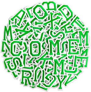 104pcs Green Iron on Letters Patches, Embroidery Fabric Letters Applique Patch for Clothing, Jackets, Jeans, Hats, Backpacks, Socks