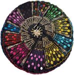 Winture 10 PCS Peacock Hand Fans, Spanish Folding Hand Fan, Flower Dancing Fans,Summer Handheld Folding Fans Party Favors for Girls Women (Embroidered Peacock Tail Pattern)