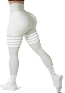 GILLYA Women's Scrunch Butt Lifting Leggings High Waisted Booty Yoga Pants Seamless Workout Gym Leggings, 1#hemp_white, X-Large