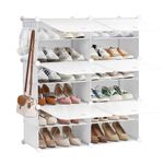 SANGMUCEN Shoe Rack, 6 Cubes Plastic Shoe Storage Cabinet, 24 Paris Shoe Cabinet with Doors, Shoe Rack Organizer for Closet, Entryway Hallway Bedroom or Garage, Metal Frame White SSR026W