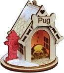 Ginger Cottages Pug Dog Tea Light Display Wooden Christmas Ornament for Christmas Tree