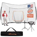 ACELETIQS Baseball Net Backstop Batting Cage Softball Pitching Bundle 17x10 Feet | Portable Easy to Transport | Easy Assembly No Tools Needed [Batting Tee, Ball Caddy, Carry Bag Included]