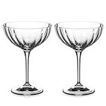 DIAMANTE Champagne Cocktail Saucers/Coupes Pair - ‘Mirage’ - Hand Cut Crystal Set of 2