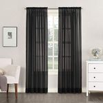 Megachest a pair of 3+7cm slot top sheer lucy voile curtain with tie backs 31 colors 10 sizes(black, 56" wideX72 drop(W142cmXH183cm))