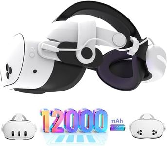 MLemonVR 12000mAh Battery Head Strap VR Accessories, Compatible with Oculus/Meta Quest 3/3s, Extended Playtime, Adjustable Comfort Design, Lightweight, Enhanced Gaming Experience (White_S4)