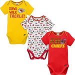 Gerber Unisex Baby Baby Boys NFL 3 Pack Short Sleeve Onesie Bodysuit, Team Color, 0-3 Months