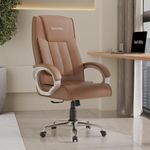 beAAtho® Berlin Orthopedic Boss Chair with 3-Years Warranty by beAAtho, Leatherette Executive Office Chair Ergonomic High- Back Chair-Cushioned Seat & Armrests, Metal Base. (Leatherette Tan)