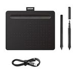 Wacom Intuos S Black – Drawing Tablet with Pen, Stylus Battery-free & Pressure-sensitive, Compatible with Windows, Mac & Android, Perfect Tablet for Drawing, Graphics or Remote Working