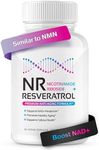 NMN + Resveratrol Supplement - NAD+ Booster, DNA & Cellular Health, Longevity, Vitality. 5-in-1 Anti Aging Formula w/Nicotinamide Mononucleotide, Trans Resveratrol, Vitamin C, Grape Seed, Pine Bark