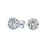 1CT Solitaire Round Cubic Zirconia Crown Basket Set CZ Stud Earrings For Men Women .925 Sterling Silver