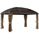Outsunny 3 x 4m Patio Aluminium Gazebo Hardtop Metal Roof Canopy Marquee Party Tent Garden Outdoor Shelter with Mesh Curtains & Side Walls