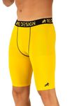 ReDesign Apparels Nylon Compression Shorts Tights for Multi Sports (Medium, Yellow)