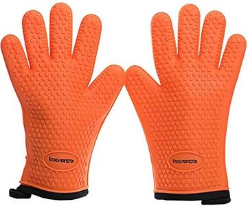 KITCHEN PERFECTION Silicone Smoker Oven Gloves -Extreme Heat Resistant BBQ Gloves -Handle Hot Food Right on Your Grill Fryer Pit|Waterproof Oven Mitts |Superior Value Set+3 Bonuses