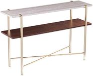 Southern Enterprises Ardmillan Console Table, Brass, Dark Tobacco,White