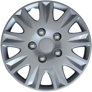 AUTOZOCO Tapacubos universales, Juego de 4 Tapacubos 15 Pulgadas, Tapacubos Coche, Tapacubos Furgoneta, ABS Resistente a Fuertes Impactos, con Anillo sujeción Ajustable, Diseño Menorca, 15 Pulgadas