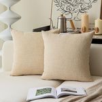 Kevin Textile Decorative Linen Throw Pillow Covers Cushion Case Star Pillowcase for Bed Sofa, 2 Pcs, (24 x 24 Inch, Cream Beige)