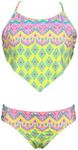 Hobie Girls Tankini Top & Hipster Bottom Swimsuit Set, Citron//Ikat Tides, 8