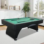 Billiards Table，7 FT Pool Table with Premium Accessories, Durable Matte-Black Finish, and Heavy Duty Legs for Modern Adult Rrec Room Family Game Room (Black+Green)
