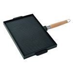 MASTERPAN Non-Stick Grill and Griddle Pan with Removable Handle, 15" (Innovative Series), Black and Brown