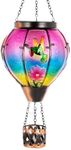 Giole Hot Air Balloon Solar Lantern, Hummingbird Solar Hot Air Balloon with Flickering Flame, Hanging Outdoor Lantern with LED Candle Light Waterproof Decor for Patio, Garden, Porch