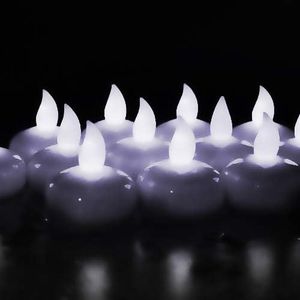LED Floating Candles by Novelty Place, Flameless Tea Lights Cool White Battery Operated - Waterproof Decoration for Wedding, Thanksgiving, Christmas, Birthday Party (24 Packs)
