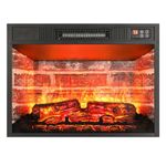 LGHM 23 Inches Electric Fireplace Insert Heater, Realistic Adjustable Flames and Red Brick Backdrop, Built-in Timer & Thermostat, Overheat Protection, Indoor Black 3D Infrared Fireplace, 1400w