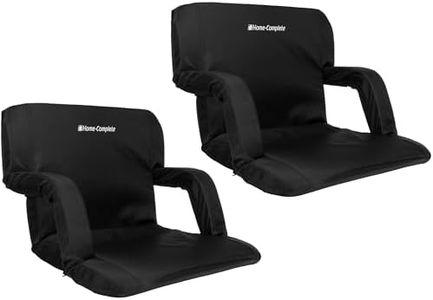 Home-Complete Stadium Seat Chair 2 Pack- Wide Bleacher Cushions with Padded Back Support 6 Reclining Positions, Black