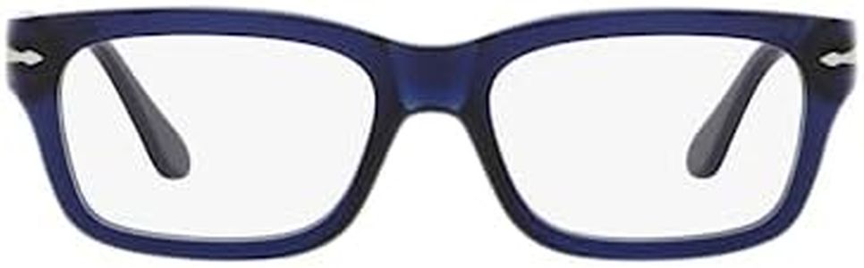Persol PO3301V Rectangular Prescription Eyewear Frames, Opal Blue/Demo Lens, 54 mm