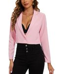 MINTLIMIT Womens Cropped Blazers Suit One Button Suits Jackets Elegant Business Formal (Pink M)