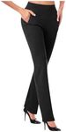 Black of Friday Deals 2024 Home Women's Yoga Dress Pants 2024 Tummy Control Workout Bootleg Legtgings Stretchy Office Casual Pants with Pockets Clearance Deals