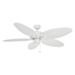 Honeywell Ceiling Fans Duval, 52 Inch Tropical Indoor Outdoor Ceiling Fan with No Light, Pull Chain, Three Mounting Options, Damp Rated, Palm Leaf Blades - 50206-01 (White)