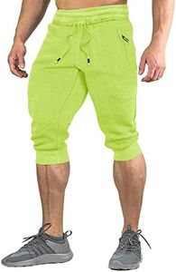 FASKUNOIE Men's Capri Pants Cotton Elastic Summer Bodybuilding Sports Long Shorts