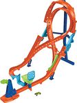 Hot Wheels Track Set with 1 Hot Wheels Car, Tall Figure-8 Track for Race & Stunting, Connects to Other Hot Wheels Tracks, Folds for Convenient Storage