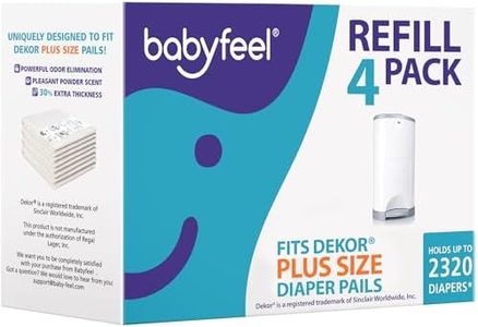 Babyfeel Refills Compatible with DEKOR PLUS Diaper Pails | 4 Pack | Exclusive 30% Extra Thickness | Diaper Pail Refills with Powerful Odor Elimination | Fresh Powder Scent | Holds up to 2320 Diapers