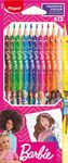 Maped - 12 Barbie coloured pencils - Resin colouring pencils - Children's coloured pencils - Durable leads - Ergonomic triangular shape