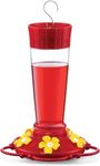 Hummingbird Feeder 10 oz. Plastic Hummingbird Feeders for Outdoors, with Built-in Ant Guard - Circular Perch with 5 Feeding Ports - Wide Mouth for Easy Filling/2 Part Base for Easy Cleaning