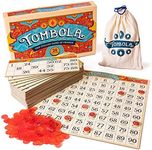 Tombola The Italian Game of Chance for Family, Friends and Large Parties - Up to 24 Players! Includes Calling Board, 90 Tombolini Tiles, 24 Double-Sided Cards and 360 Chips, Beige